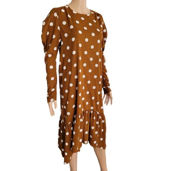 ZARA Trafaluc Polka-Dot Brown Dress (Size S) - Picture 7 of 7
